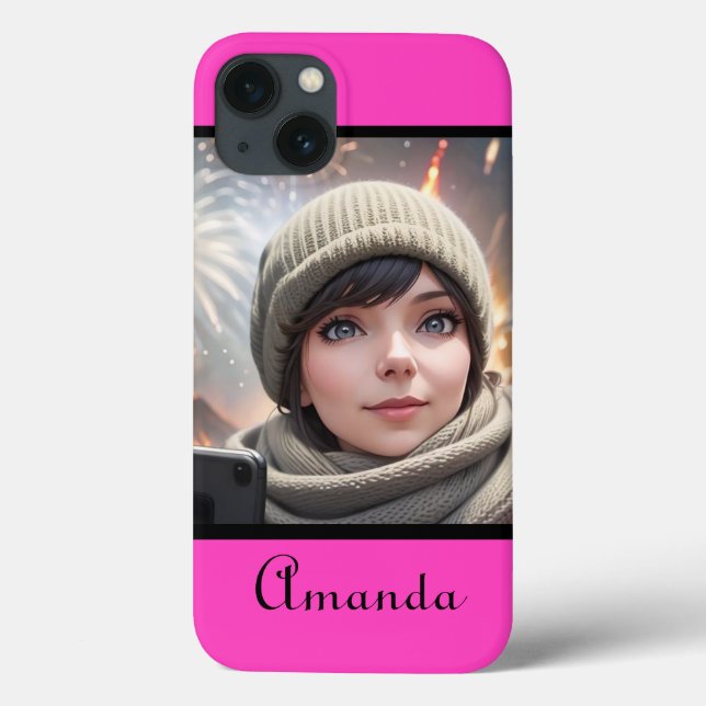 personalized photo bright neon pink Case-Mate iPhone case (Back)