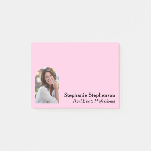 Personalized Photo Business Arched Frame Pink Post_it Notes