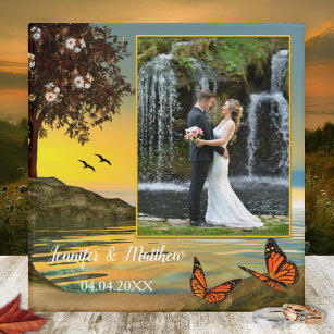 Personalized Photo Butterfly Waterfront Wedding Binder