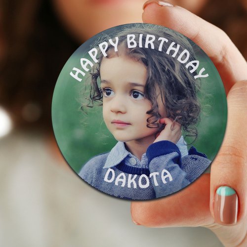 Personalized Photo button for Childs Birthday