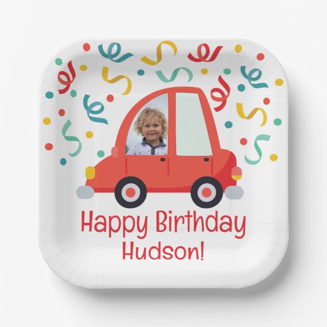 Personalized Photo Car Paper Plates (Front)