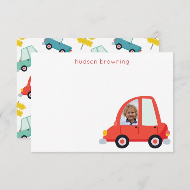 Personalized Photo Cars Note Cards (Front/Back)