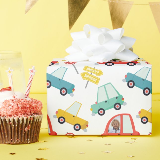 Personalized Photo Cars Wrapping Paper (Birthday Party)