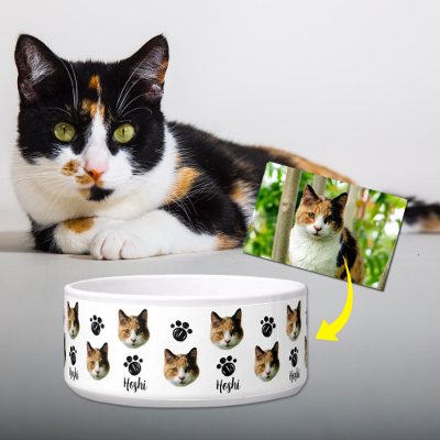 Personalized  Photo Cat Face Bowl
