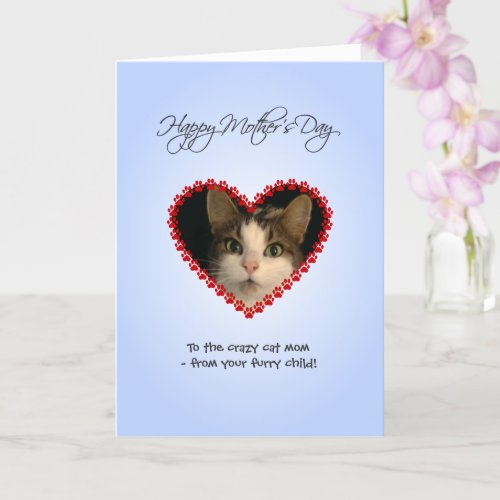 Personalized photo cat mom Mothers Day Card