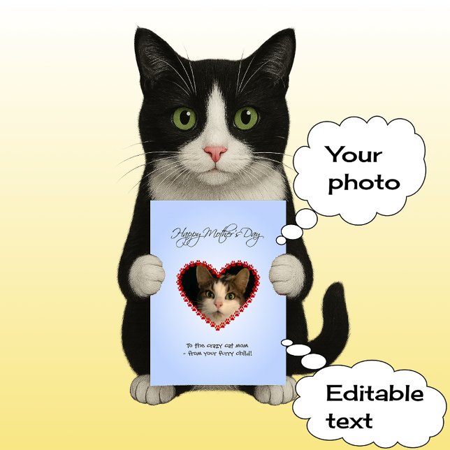 Personalized photo cat mom Mothers Day Card (Creator Uploaded)