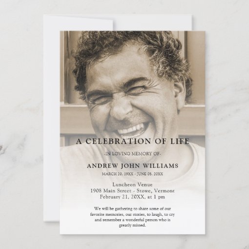 Personalized Photo Celebration of Life Funeral Invitation | Zazzle