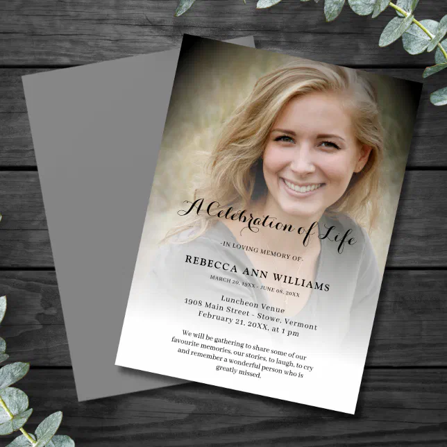 Personalized Photo Celebration of Life Funeral Invitation | Zazzle