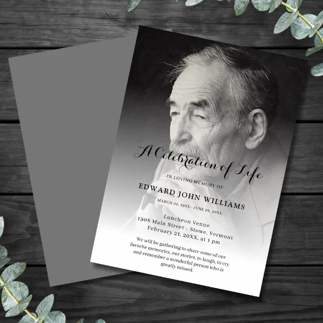 Personalized Photo Celebration of Life Funeral Invitation Zazzle
