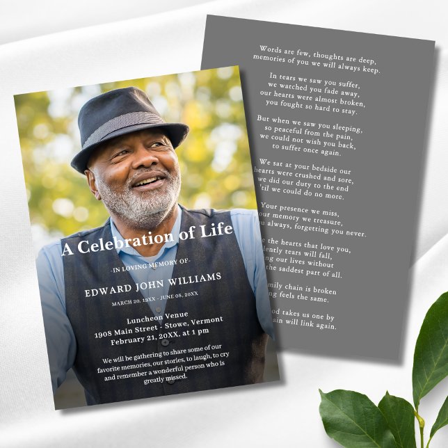 Personalized Photo Celebration of Life Funeral Invitation (Celebration of Life Photo Invitations)