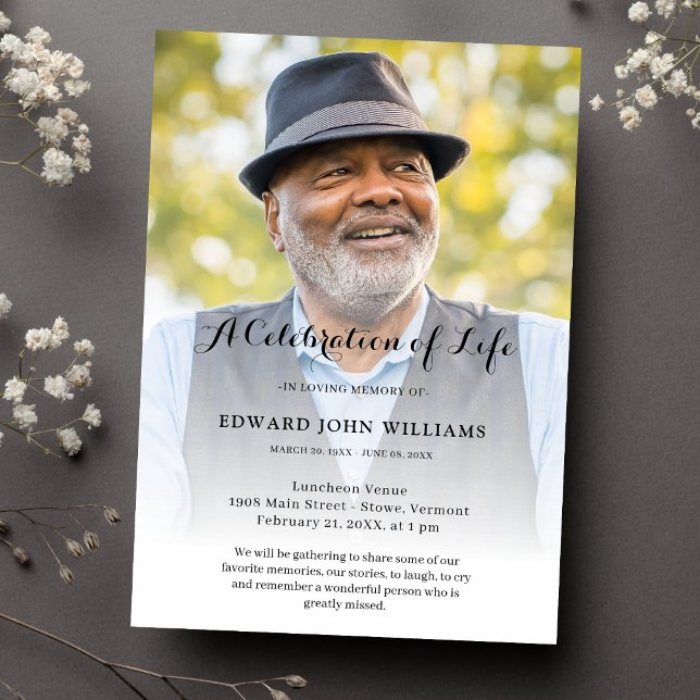 Personalized Photo Celebration of Life Funeral Invitation (A Celebration of Life Photo Memorial Card)