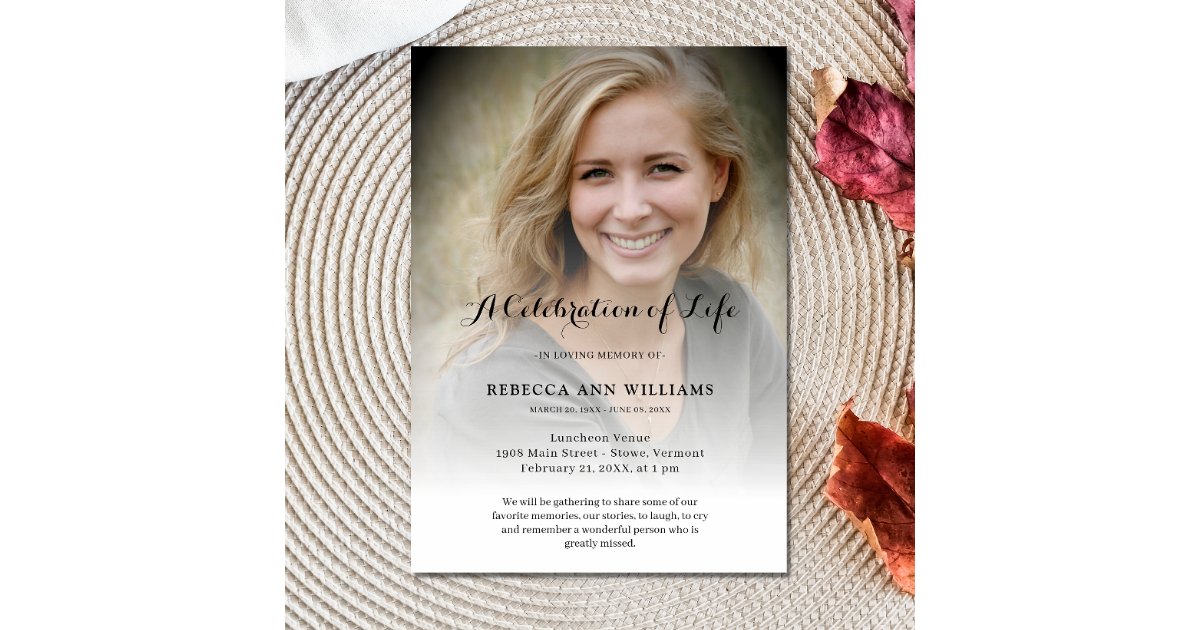 Personalized Photo Celebration of Life Funeral Invitation | Zazzle