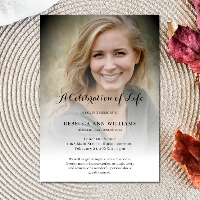 Personalized Photo Celebration Of Life Funeral Invitation 