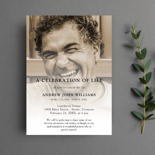 Personalized Photo Celebration of Life Funeral Invitation | Zazzle