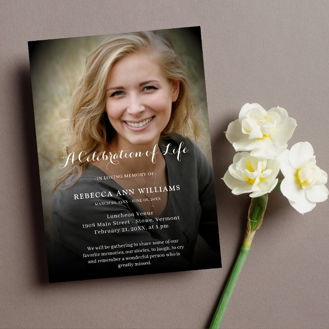Personalized Photo Celebration of Life Funeral Invitation (Sympathy Thank You Photo Card)