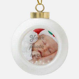 Personalized photo ceramic ball christmas ornament