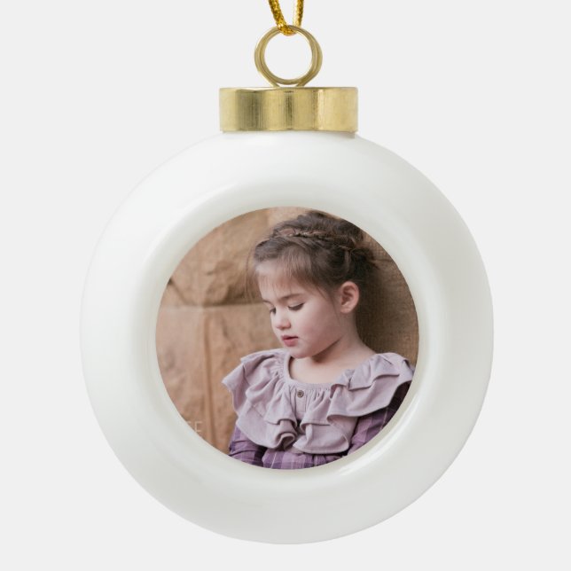 Personalized Photo Ceramic Ball Christmas Ornament (Front)