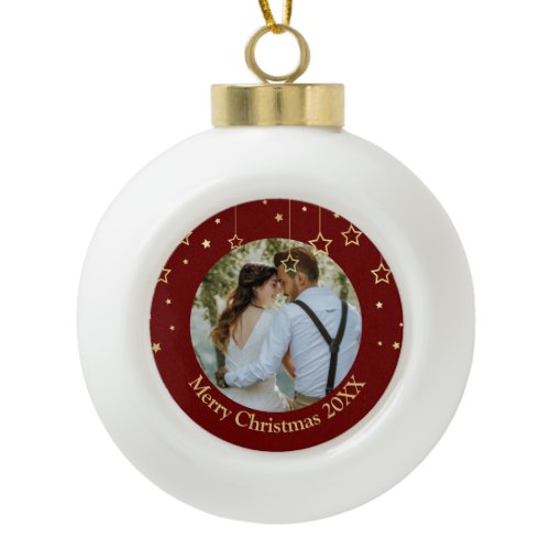 Personalized Photo Ceramic Ball Christmas Ornament