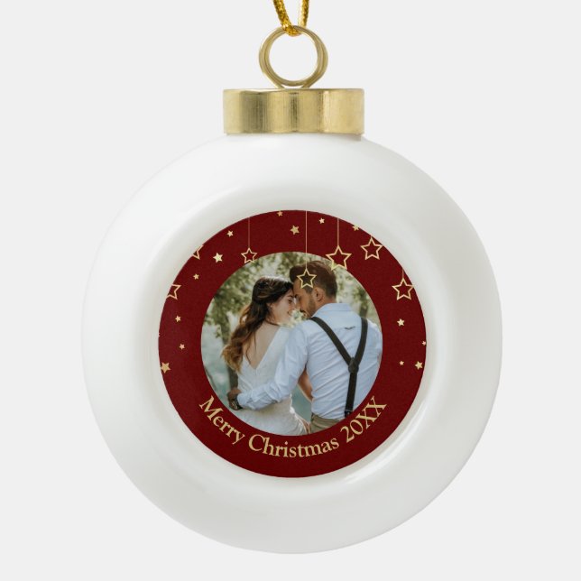 Personalized Photo Ceramic Ball Christmas Ornament (Front)