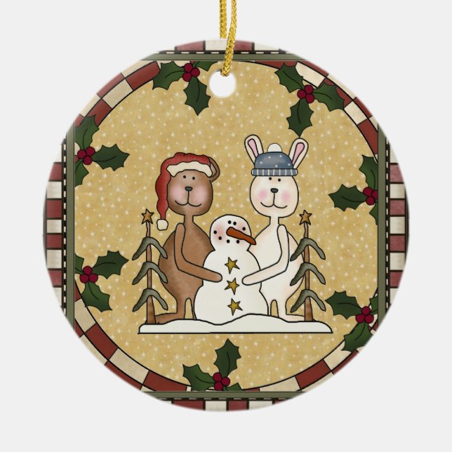 Personalized Photo Ceramic Christmas Ornament (Front)