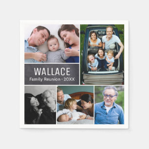 Personalized Photo, Chalkboard, Family Reunion Napkins