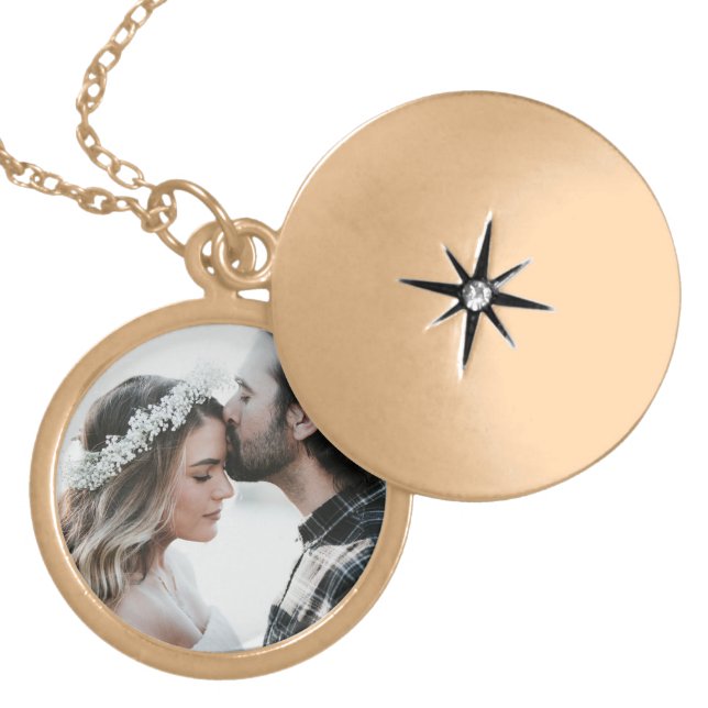 Personalized Photo Charm Necklace gold (Front)