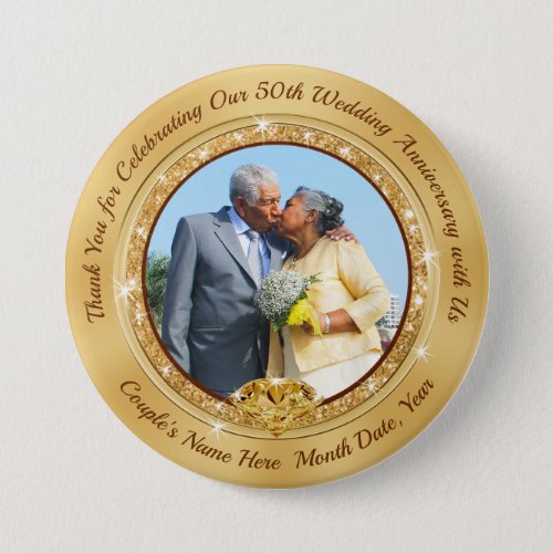 Personalized Photo Cheap Golden Anniversary Favors Button