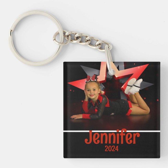 Personalized Photo Cheerleading Keychain (Front)