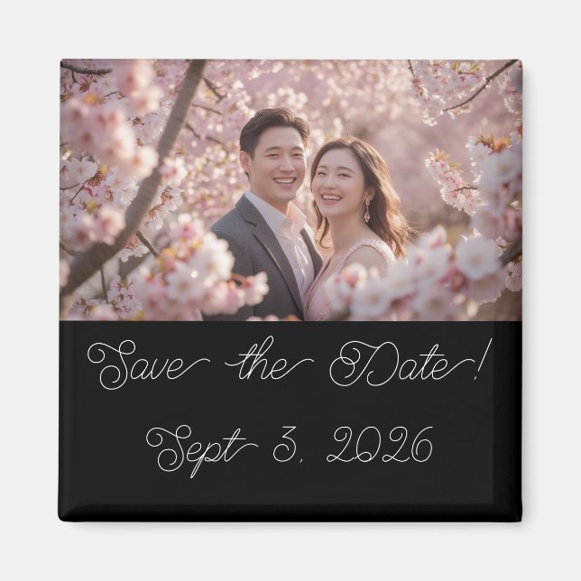  Personalized Photo Cherry Blossom Save The Date Magnet (Front)
