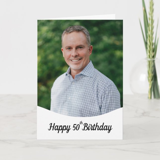 Personalized Photo Chic Brother 50th Birthday Card (Front)