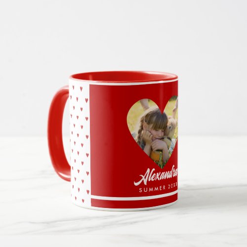 Personalized Photo Chic Red Heart Frame Modern  Mug