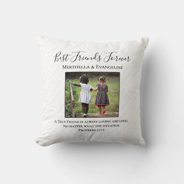 Personalized Photo Christian Quote Best Friends Throw Pillow (Front)