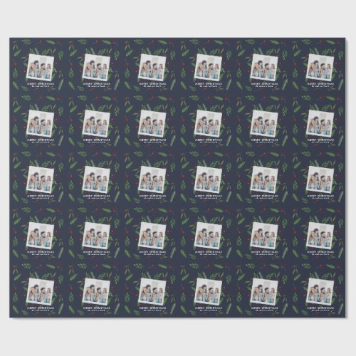 Personalized Photo Christmas Botanical Holiday Wrapping Paper