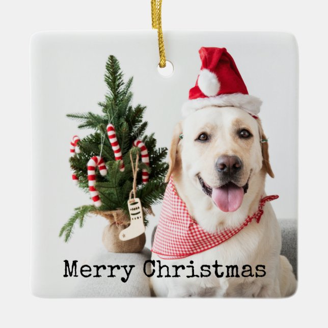 Personalized Photo Christmas Ceramic Ornament (Front)
