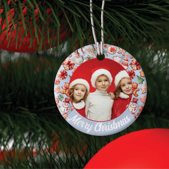 Personalized Photo Christmas Cookie Design Ceramic Ornament (Creator Uploaded)
