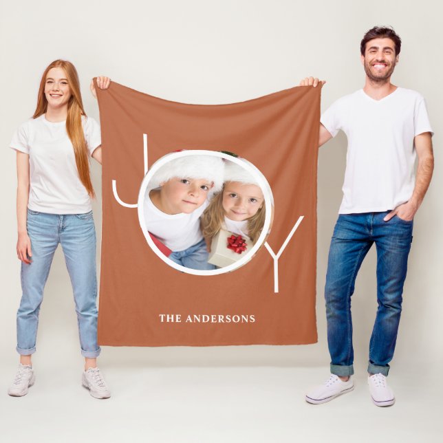 Personalized Photo Christmas  Holiday Rust Fleece Blanket (In Situ)