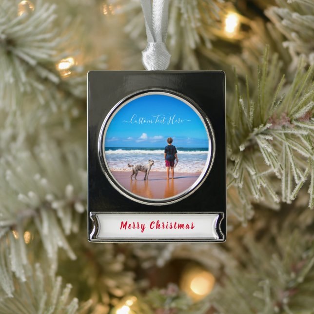 Personalized Photo Christmas Ornament Custom Text (Tree)