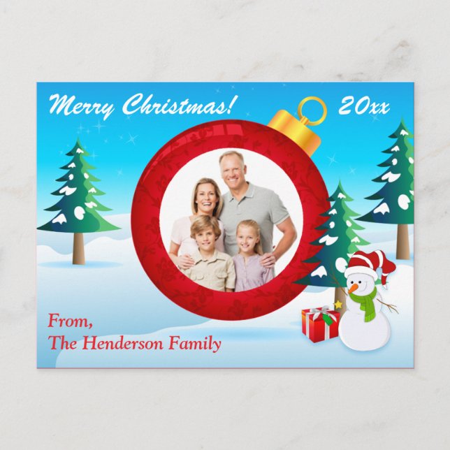 Personalized PHOTO Christmas Ornament Post Card 5 (Front)
