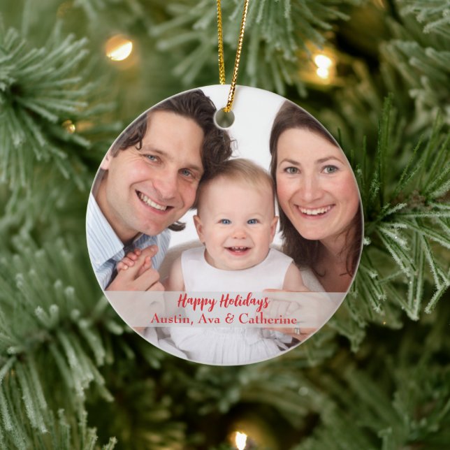 Personalized Photo Christmas Ornament with Text (Tree)