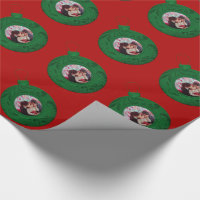 Personalized Photo Christmas Red Green Custom Wrapping Paper