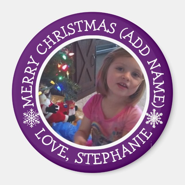 Personalized Photo Christmas Snowflakes Magnet (Front)