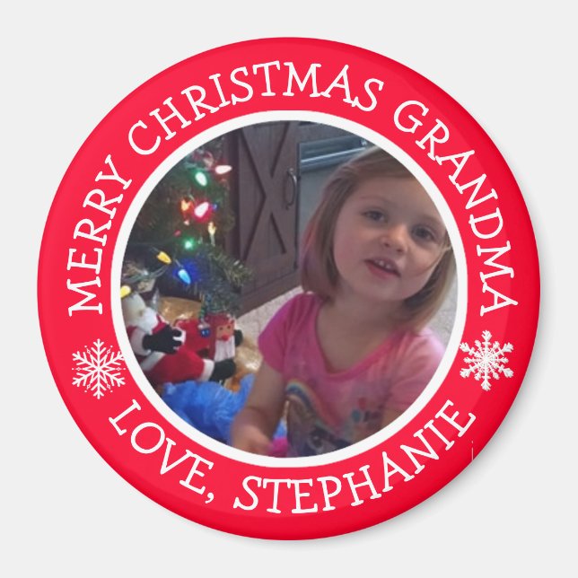 Personalized Photo Christmas Snowflakes Magnet (Front)