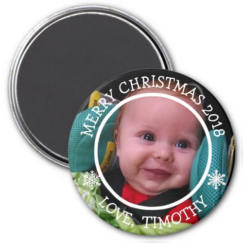 Personalized Photo Christmas Snowflakes Magnet