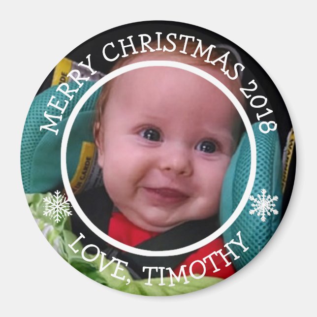 Personalized Photo Christmas Snowflakes Magnet (Front)