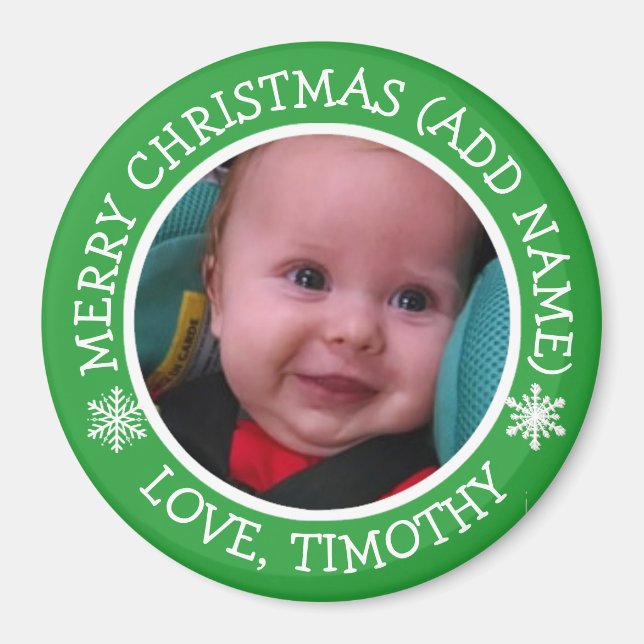 Personalized Photo Christmas Snowflakes Magnet (Front)