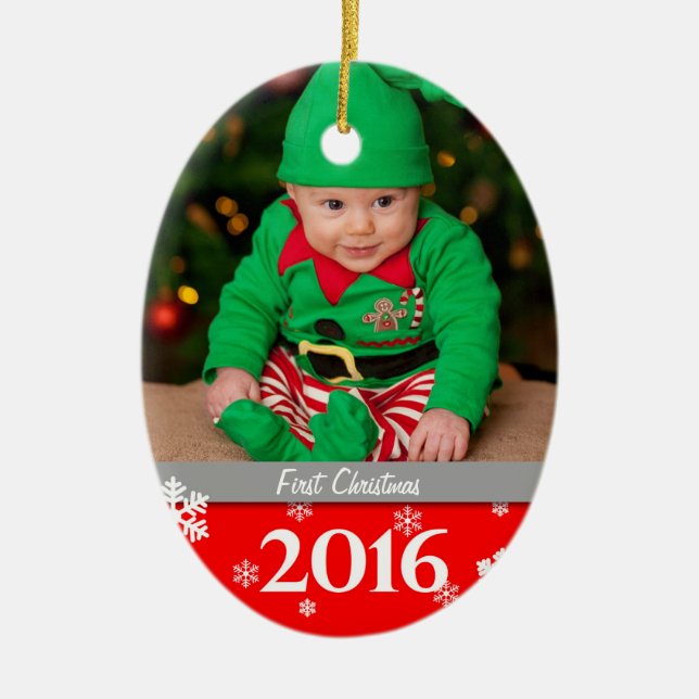 Personalized Photo Christmas Tree Ornament 2016 (Front)