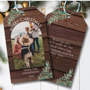 Personalized Photo Christmas Wood Gift Tag