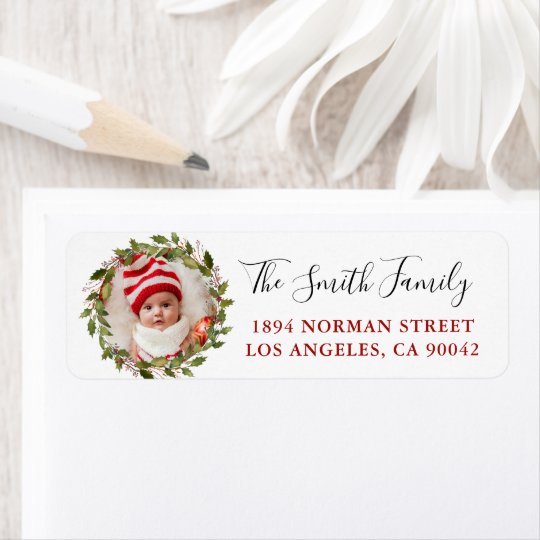 30 Custom Snowman Wreath Personalized Address Labels 