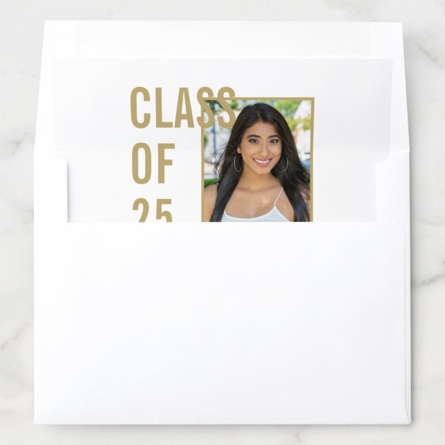 Personalized Photo Class Of 25 White Graduation Envelope Liner (In Envelope)