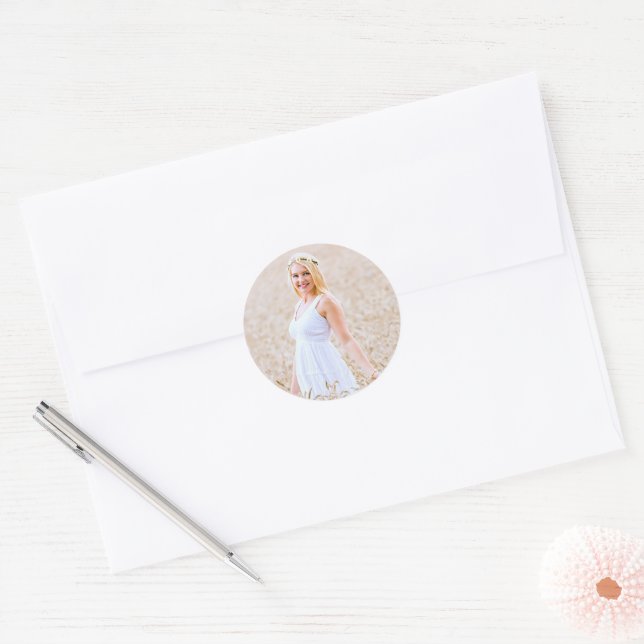 Personalized Photo Classic Round Sticker (Envelope)